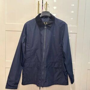 NEW Barbour Men's 'Domus' Water Resistant Zip Up Jacket in Navy Blue- Size Large